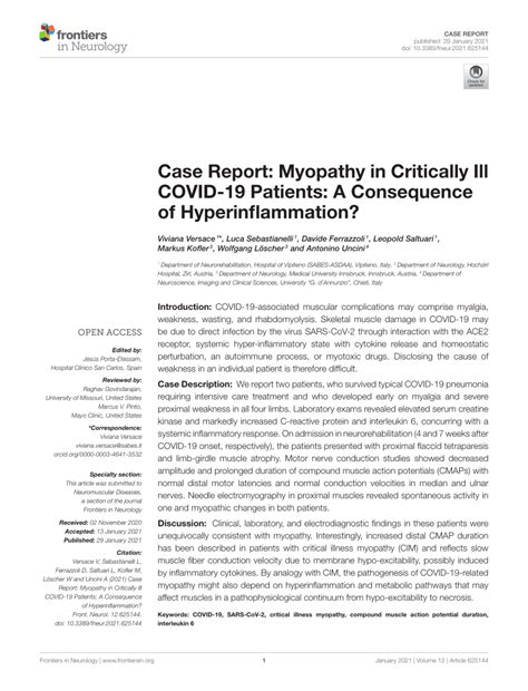 Case Report: Myopathy in Critically Ill COVID.